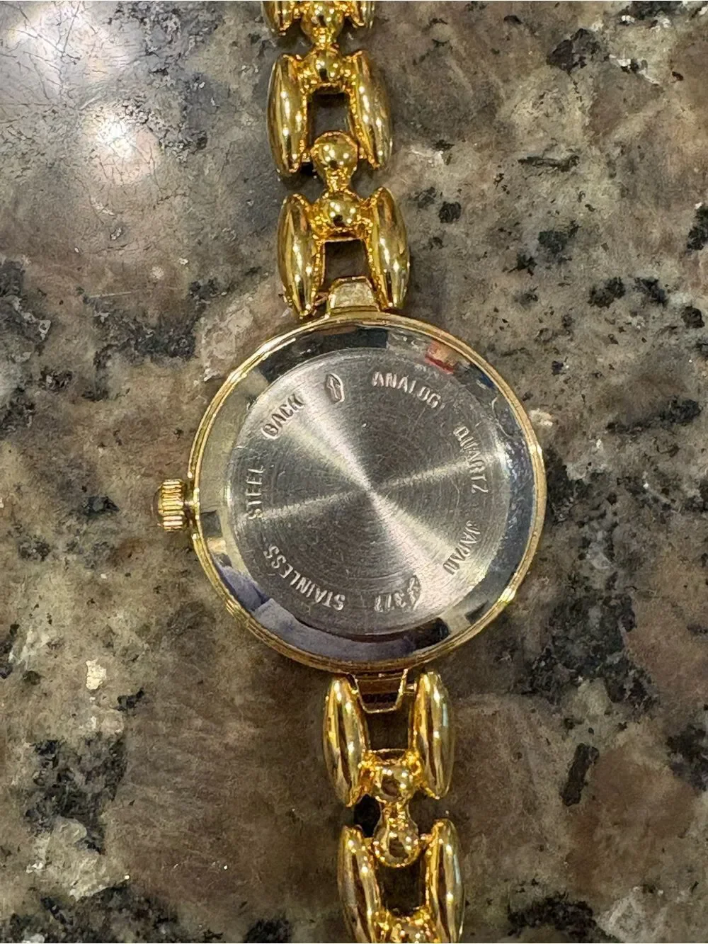 Elizabeth Taylor White Diamond Gold Crystal Accent Women's Quartz Bracelet Watch